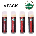 Earth's Daughter USDA Organic Lip Balm 4-Pack Stocking Stuffers Strawberry flavor - Beeswax, Coconut Oil, Vitamin E - Best Lip Repair Chapstick for Dry Cracked Lips.