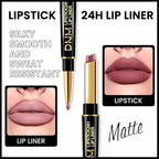 evpct 1Pcs Light Mauve Red Matte Lip Liner and Lipstick Combo Set Kit for Women, Magic Neutral Lipstick 24 Hours Original Lipsticks and Lips Liner Pencil Stain Makeup Long Lasting Waterproof, 22#