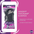 Goody Ouchless Hair Elastics – No Pull, No Breakage, Tangle-Free Hold for Thick, Curly, Coily & Textured Hair – 70 Count, Black, Long-Lasting Ponytail Holders for Women & Men