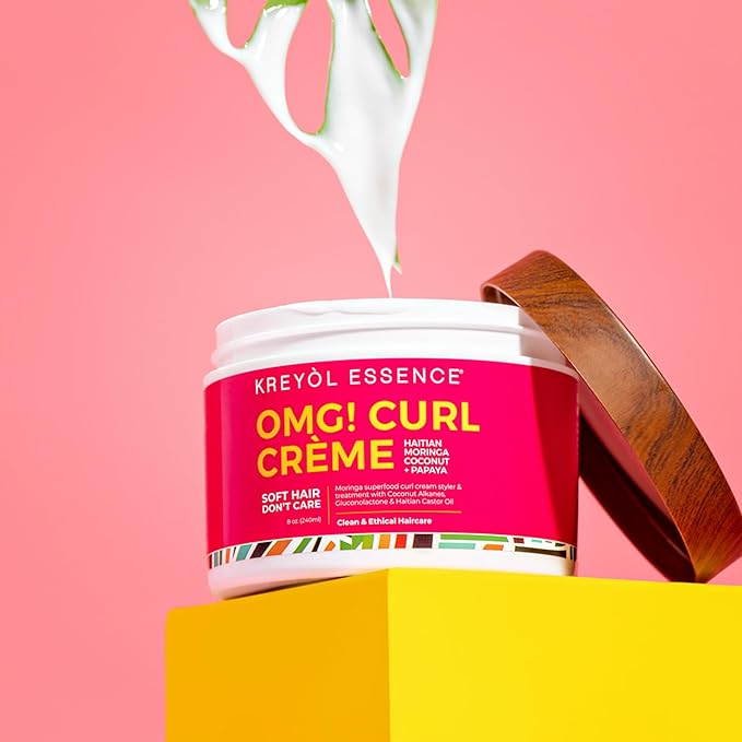 Kreyol Essence - 8 Oz Moringa Styling OMG CURL CRÈME for Soft Curls, Healthy Glowing Hair, Haitian Moringa Coconut Papaya, Hair Care