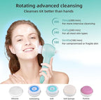 Face Scrubber Exfoliator,Facial Cleansing Brush Waterproof with LCD Screen,Blackhead Remover Vacuum with 5 Brush Heads,Face Spin Brush for Exfoliating, Massaging and Deep Pore Cleansing