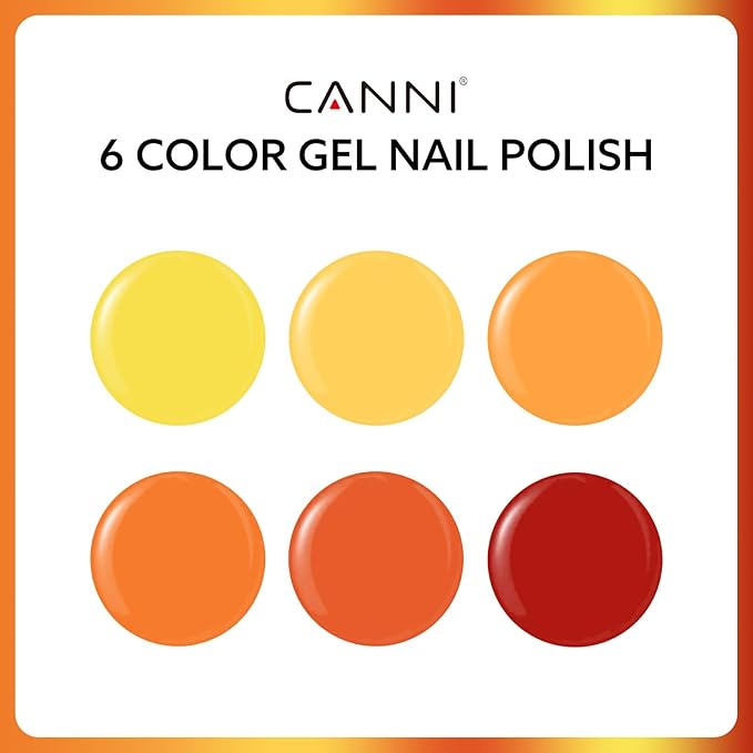 CANNI 6Pcs 9ml Yellow Orange Fall Gel Nail Polish Set- Orange Red Yellow Fall Colors Gel Polish Kit DIY at Home Salon Christmas New Year's Gifts for Girls