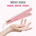 Mini Flat Iron 1 Inch Ceramic Mini Hair Straightener, Small Flat Irons for Short Hair, Curls Bangs, Dual Voltage for Travel,Dual Voltage for Worldwide Use, Pink