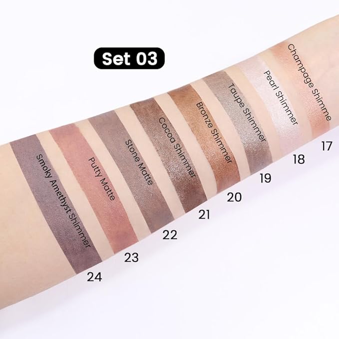 8Pcs Cream Eye Shadow Brightener Stick Makeup Set, Champagne Pearl Taupe Bronze Cocoa Stone Putty Smoky Amethyst Shimmer Matte Eyeshadow Eyeliner Pencil Applicator Stick Palette Makeup for Older Women
