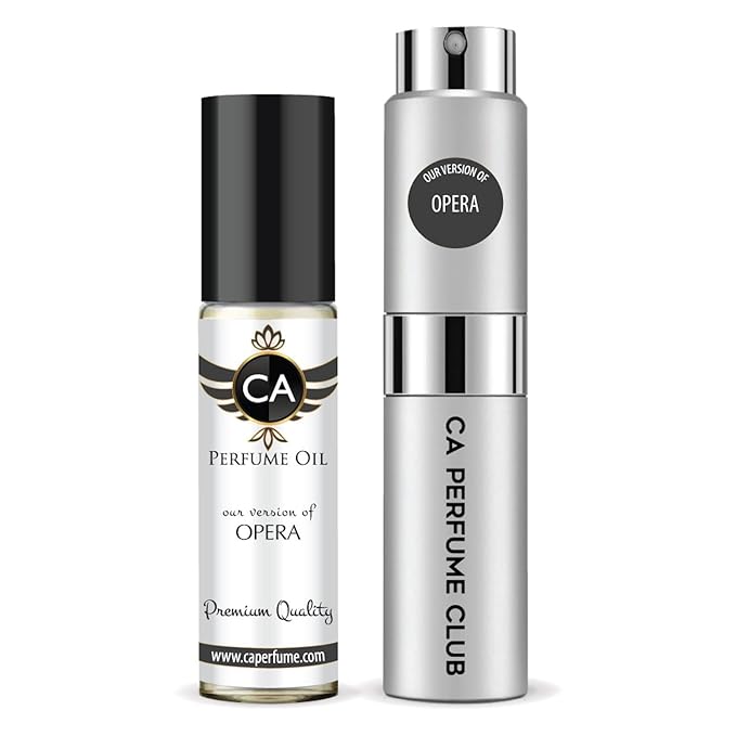 CA Perfume Duo Impression of Opera For Women And Men Perfume Layering Set Long Lasting Travel Size EDP + Body Oil Roll-On Bottle 0.27 Fl Oz+0.33 Fl Oz