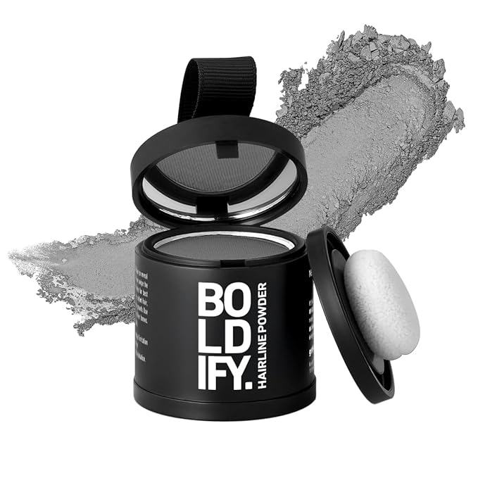 BOLDIFY Hairline Powder (LARGE, 10g) - Root Touch Up Hair Color for Gray Coverage - Bald Spot Concealing Hair Powder for Women & Men - 24-Hour Stain-Proof - Gray