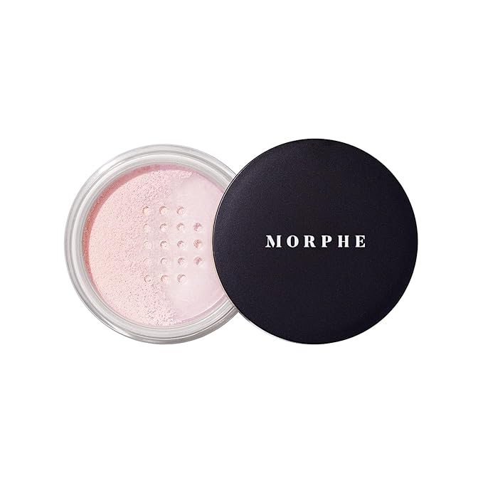 Morphe Bake & Set Setting Powder - Lightweight, Talc-Free Finishing Powder for Face Makeup with a Soft, Natural Finish - Minimizes Shine for Up to 24HR - Brightening Pink (0.31 oz)