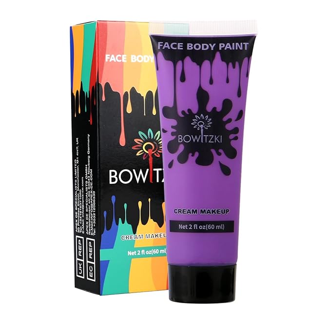 Bowitzki Face and Body Paint 2oz Cream Makeup 60ml Water Based Face Painting Special Effects For Adults Halloween Christmas Party Stage Cosplay (Light purple)