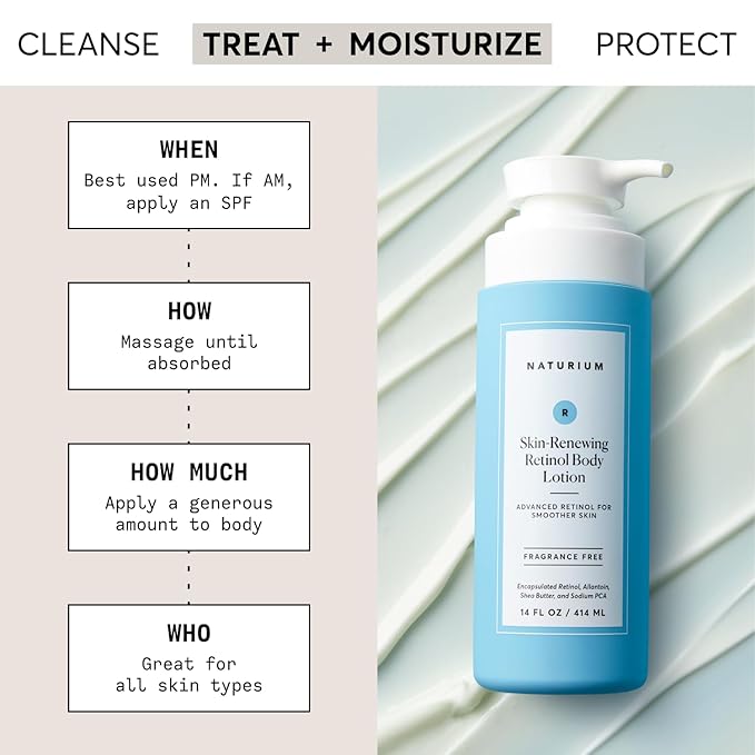 Naturium Skin-Renewing Retinol Body Lotion Jumbo, Advanced Firming Anti-Aging Skin Care, with Encapsulated Retinol & Shea Butter, 14 oz