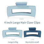 Hair Clip, 4.1 Inch Large Square Hair Claws Clips 12 Pcs for Thick Hair - Blue, for Women and Girls