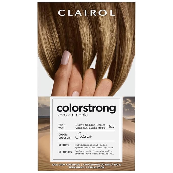 Clairol ColorStrong Permanent Zero Ammonia Hair Dye, 6.3 Light Golden Brown - Cairo Hair Color, Pack of 1