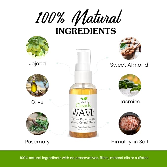 WAVE, Damage Control Hair Oil with Jojoba | Thermal Heat Protector for Sun, Flat Iron, Hot Blow Dry, Blowout to Prevent Damage and Breakage | Sulfate Free Natural Hair Styling Product Made in USA