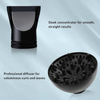 Hair Dryer, 3500 Watt Professional Salon Ionic Blow Dryer with AC Motor, 3 Heat Settings, 2 Speeds, Cool Shot Button, Tourmaline Ceramic, Concentrator & Diffuser Attachments, Black,110V