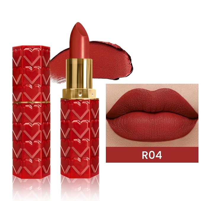 evpct 1Pcs Dark Red Lipstick, Silky Velvet Matte Lipstick Pack Sets for Women, Long Lasting Smudge Proof Lipstick Lip Stain Makeup Kit matte lipstick 24 hours original R04