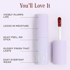 Cote Beauty's Tempted Peptide Lip Shine, Ultra Hydrating & Long-Lasting Warm Berry Plumping Lip Gloss for Women with Hyaluronic Acid, Shea Butter & Jojoba Oil, Vegan & Cruelty-Free, 0.12 Fl Oz