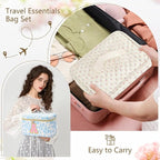 3 PCS Travel Makeup Bag Set, A–Z Initials Cotton Quilted Cosmetic Bag for Women & Preppy, Personalized Toiletry Bag Travel Accessories Makeup Brushes Organizer, Valentine’s Day & Birthday Gift for Her