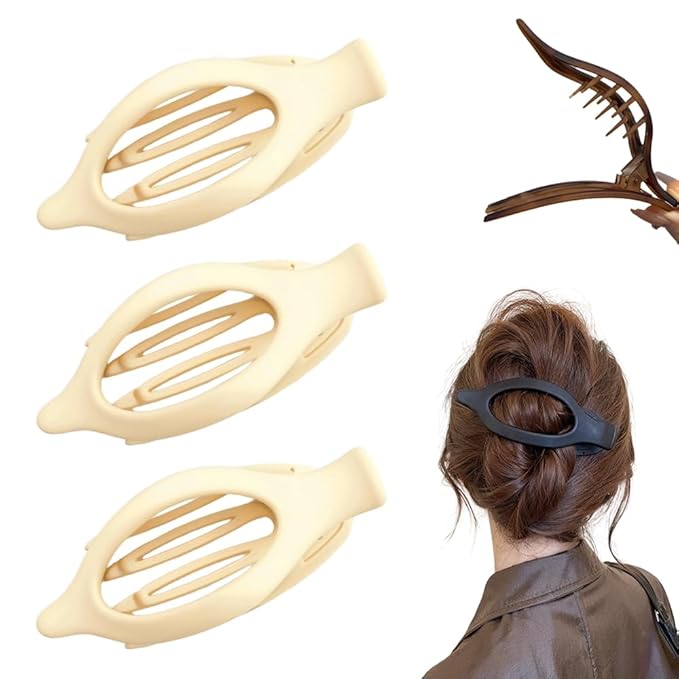 Flat Hair Clips for Women, French Hair Claw Clips for Thick, Thin, Long & Short Hair, Duck Billed Clips, No-Slip Grip Hair Styling Accessories for Women Girls Daily Use (White 3PCS)