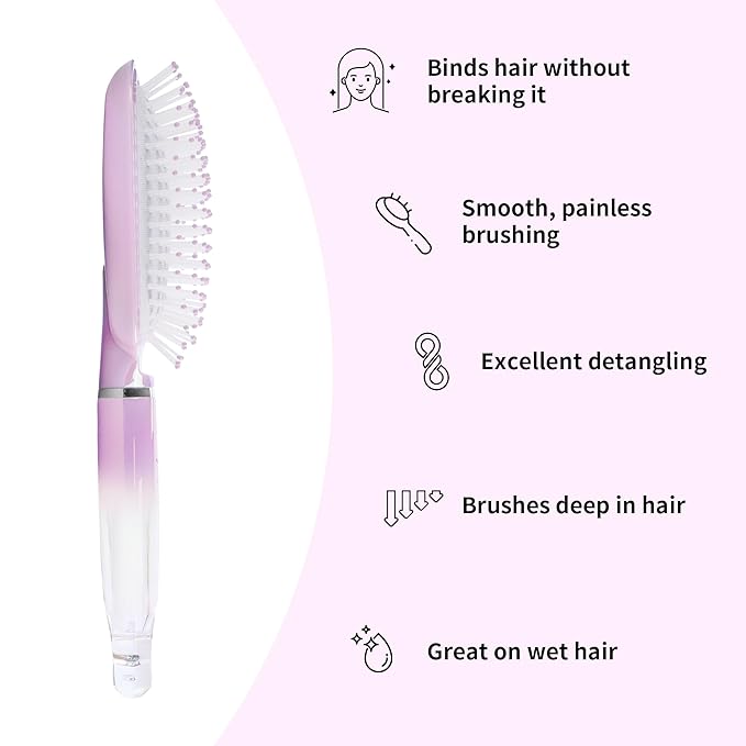 Paddle Hair Brush for Women-Detangling Cushion Brush with Soft Ball-Tip Bristles,Anti-Static Wide Brush for Wet Dry Hair,Smooth Comfortable Scalp Care