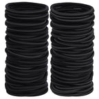 100pcs Womens Elastics Hair Tie, 4MM Black Ponytail Holders Hair Bands, 2 Inch in Diameter Elastic Band for Medium to Thick Hair (4mm Black)