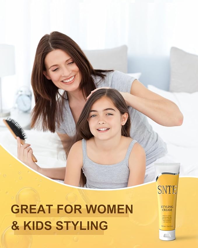 Samnyte Styling Cream, Non-greasy Travel Size Smoothing Cream for Women & Kids, Fragrance-Free Flyaway Control for Frizz & Baby Hair, Styling Products for Slick Back, Bun, Ponytail, Braiding