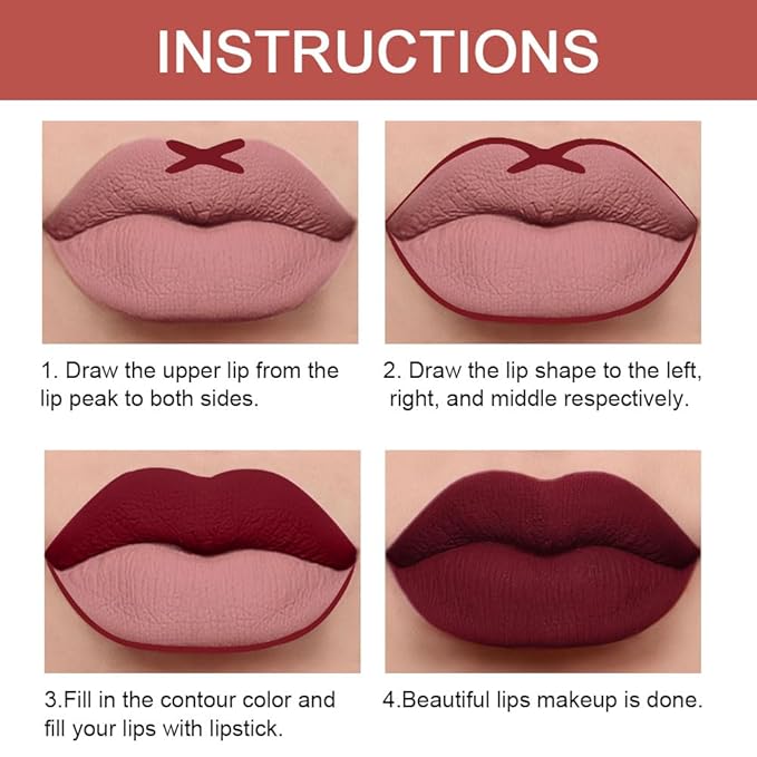 evpct 1Pcs Dark Red Lip Liner and Lipstick Set Kit for Women Matte Lips Kit with Lip Liner Lip Stains Long Lasting Waterproof 24 Hour Lipstick and Lip Liners Combo Lipliners Pencil Set 09#