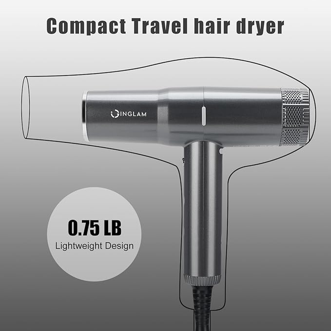 Blow Dryer with Diffuser, IG INGLAM Professional Hair Dryer 110,000RPM Brushless Motor High Speed Low Noise, 3 Heat Settings & 3 Speed & Cold Settings, Powerful Ionic Hair Dryer for Salon Travel Gift