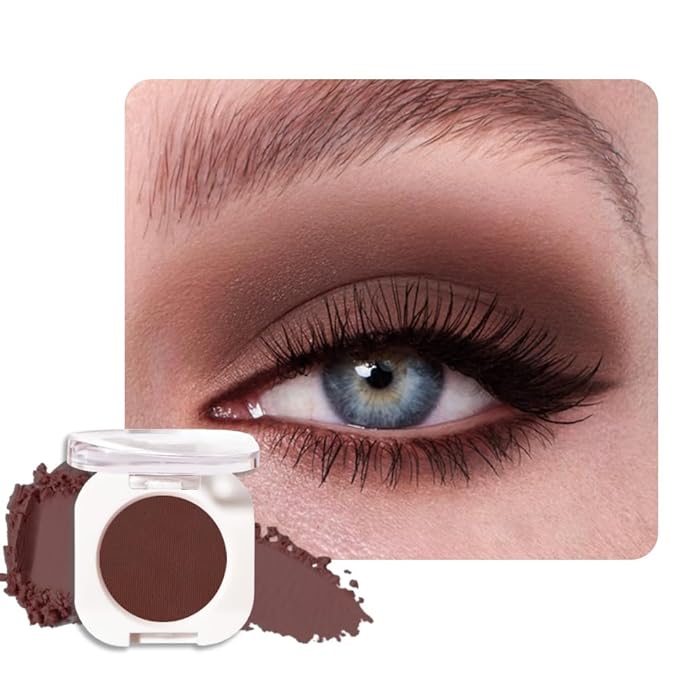 Dark Brown Single Matte Eyeshadow Makeup, Neutral Powde Eye Shadow for Older Women, Coffee Mocha Cocoa Chocolate Brown Matte Singles Eyeshadow Palette Pigmented Waterproof,Girls Christmas Gifts