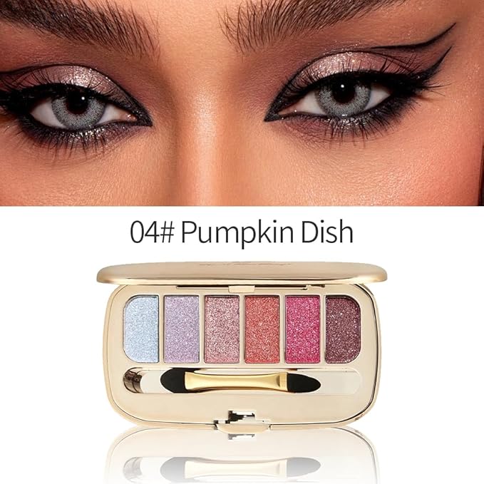 Glitter Eyeshadow Palette, Ultra-Shiny Sparkle Shimmer Eye Shadow with Fine Powder, Natural Pigment, Waterproof Sweat-Proof Long-Lasting Color, Shiny Multi-Color Nude Earth Tone Makeup Palette-4#