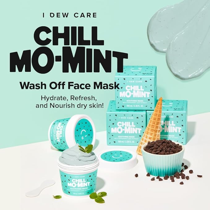 I DEW CARE Wash Off Face Mask - Chill Mo-Mint | Soothing Mask with Peppermint Leaf Extract, Korean Face Mask Skin Care for Face, 3.38 Oz