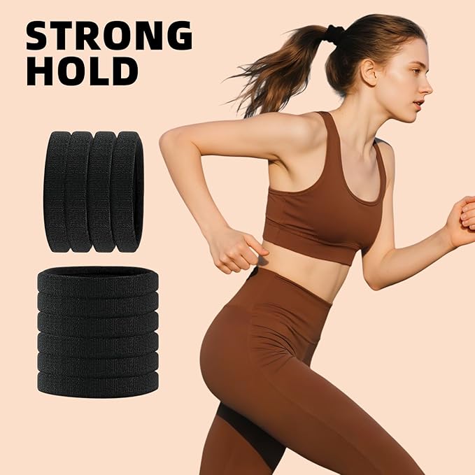 80pcs Black Thick Hair Ties for Women, 2.36 IN Large No Metal Ponytail Holders, Heavy Duty Elastic Hair Bands, Durable No Damage Hair Elastics for Thick & Curly Hair, Strong Hold