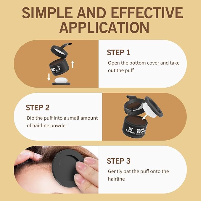 gowwim Hairline Powder (Med-Blonde) Instantly Hair Color Shadow Cover Gray Hair Root, Hair Touch-Up, Thin Hair Powder 0.14 Ounce