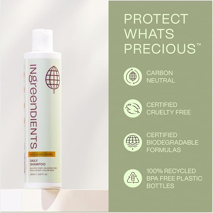 Non Toxic Vegan Shampoo with Organic Ingredients, Apple Cider Vinegar & Tea Tree Oil - Sulfate Free, Color Safe, Paraben Free, Gluten Free, Cruelty Free, pH Balanced (2-Pack)