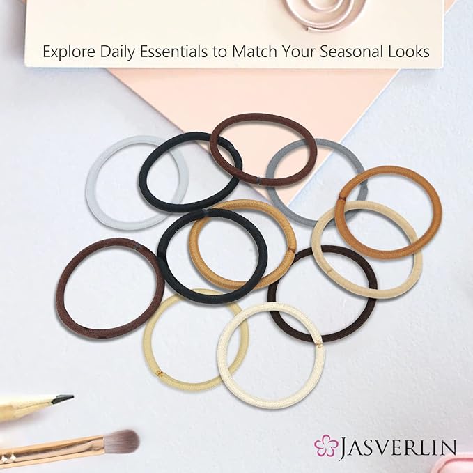 Blonde Hair Ties Hair Elastic for Women’s Hair, No Metal 4mm Hair Tying Bands Ponytail Holders for Braided Thick Long Straight Hair Styling Accessories 50 Pieces (Sandy Blonde)