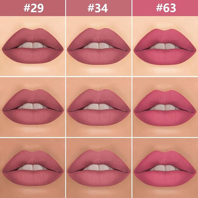 evpct 3Pcs Antique Rose Nuetral Hot Mauve Matte Lip Liner & Liquid Lipstick Stain Makeup Set for Women, Lip Liner Stain Long Lasting Waterproof Smudge Proof, Cruelty Free Lip Makeup 24 hours originale