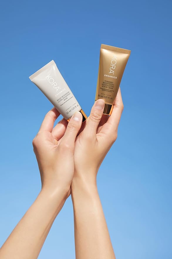 KORA Organics Turmeric Brightening & Exfoliating Mask, Multi-Use Facial Scrub, Polish & Illuminate, Certified Organic Exfoliating Face Mask, Cruelty Free, 1.01 fl oz - Face Scrub