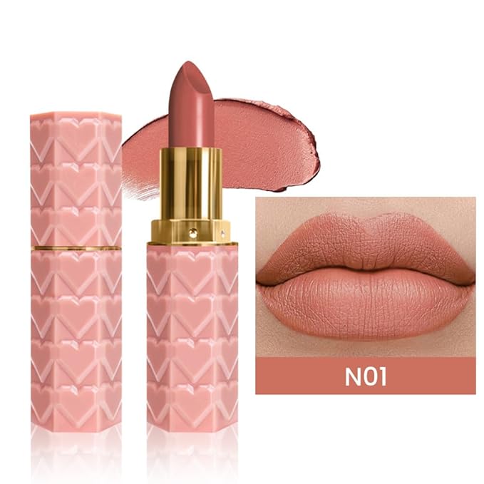 evpct 1Pcs Nude Beige Lipstick, Silky Velvet Matte Lipstick Pack Sets for Women, Long Lasting Smudge Proof Lipstick Lip Stain Makeup Kit matte lipstick 24 hours original N01