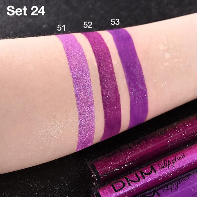 evpct 3Pcs Violet Purple Crystal Metallic Shimmer Glitter Matte Liquid Lipstick Lip Stain Sets for Women Matte+Lipstick Long Lasting Waterproof Permanent 24 Hours Magic Lipstick 24 Hours original