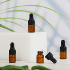 200 Pcs Mini Glass Oil Dropper Bottle Bulk, Clear Essential Small Empty Bottles Sample Containers Perfume Liquid Vials with Cap for Traveling (2 ml,Amber)