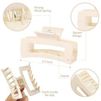 3.5 Inch Medium Square Claw Hair Clips, 12 Pcs Transparent, Amber, Glossy Black for Thick and Thin Hair - Hair Accessories for Women and Girls