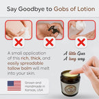 Grass Fed Beef Tallow Balm - 4 oz - Made in USA - Organic Grass Fed and Finished Tallow - Moisturizing Skin Care Lemon