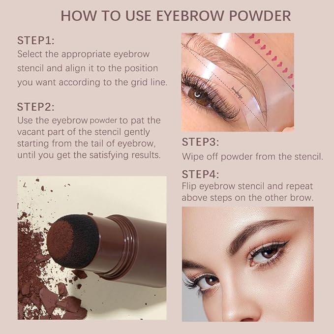 Eyebrow Stamp Stencil Set, Eye brow Charm Stencils Shaping Kit, Long-Lasting Eyebrow Shaper for Women Girl, Cruelty-Free plantillas para la cejas (Light Brown)