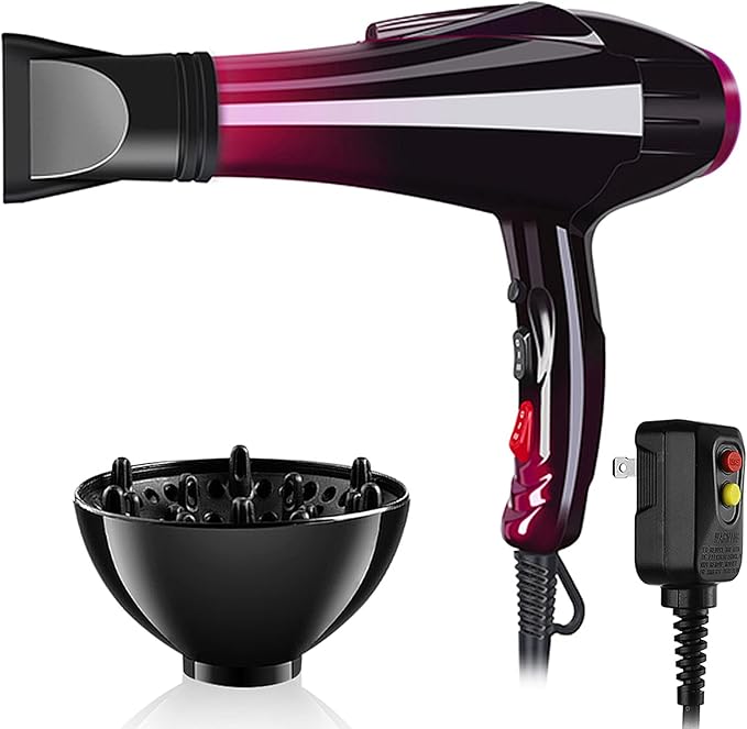 Hair Dryer Professional Blow Dryer Negative Ions 3500W Powerful Fast Drying Low Noise Long Cord Quick Dryer with Nozzle and Diffuser Hair Blow Dryer with 2 Speed and 3 Heat Settings Purple-6