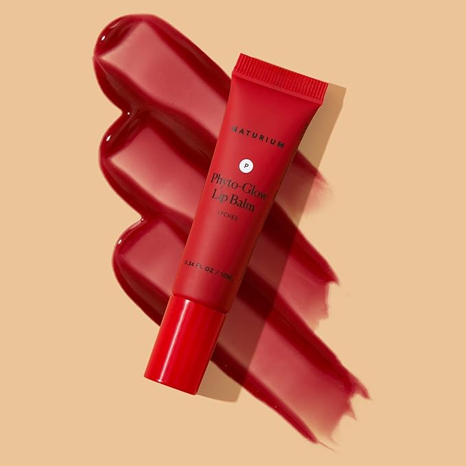 Naturium Phyto-Glow Lip Balm, Hydrating Lip Care with a Glossy Finish, 0.34 oz Lychee