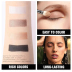 4 Colors Dark Brown Gold Silver Black Eye Shadow Powder Palette Makeup, Neutral Matte Shimmer Cream Quads Eyeshadow Palette for Women Highly Pigmented Waterproof, paleta de sombras de ojos 04