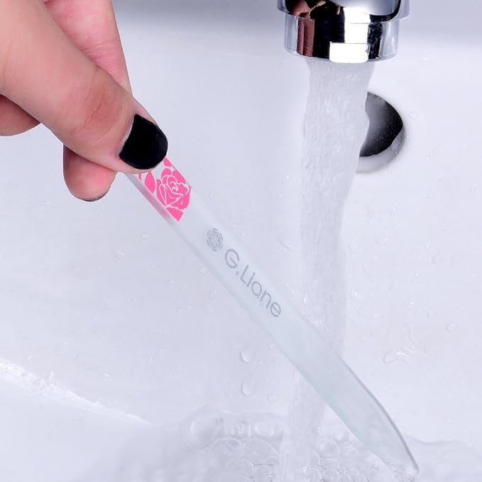 Premium Glass Nail File with Case Professional Crystal Fingernail Files Perfect Manicure Set for Women Men Kids Nail Care Gift Set(Rose Pink)