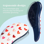 Crave Naturals Glide Thru Hair Brush - Detangler Brush for Curly, Straight, Wet or Dry Hair - Gentle Detangling Brusheses for Adults, Kids, Toddlers - Hair Accessories for Women, 7.5"x3" - Pink Hearts