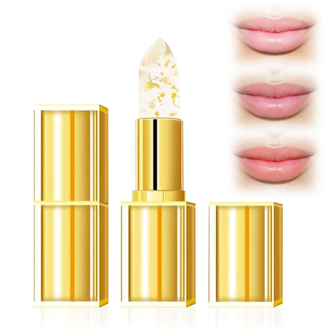2PCS Transferproof Color Changing Lipstick, Color Changing Lipstick Gold Foil for Women, Moisturizing Glossy Shine Lip Gloss, Deep Nourishment