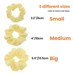 3 Pieces Satin Scrunchies Set for Hair No Crease Elastic Hair Ties for Women and Girls (Light Yellow)