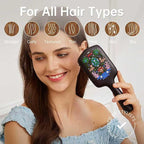 SIMETRA Wooden Paddle Hair Brush Unique Pattern Guinean Ovangkol Hardwood Bristles Hair Brushes for Women Wet Brush Detangling Brush for Scalp Massage for Men Kids for All Hair Types (Turtle)