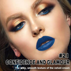 evpct 1Pcs Royal Blue Matte Liquid Lipstick Lip Stain Sets for Women, Skull Face Halloween Dark Blue Matte+Lipstick Long Lasting Permanent 24 hr Hours Magic Lipstick 24 Hours original Waterproof,21#